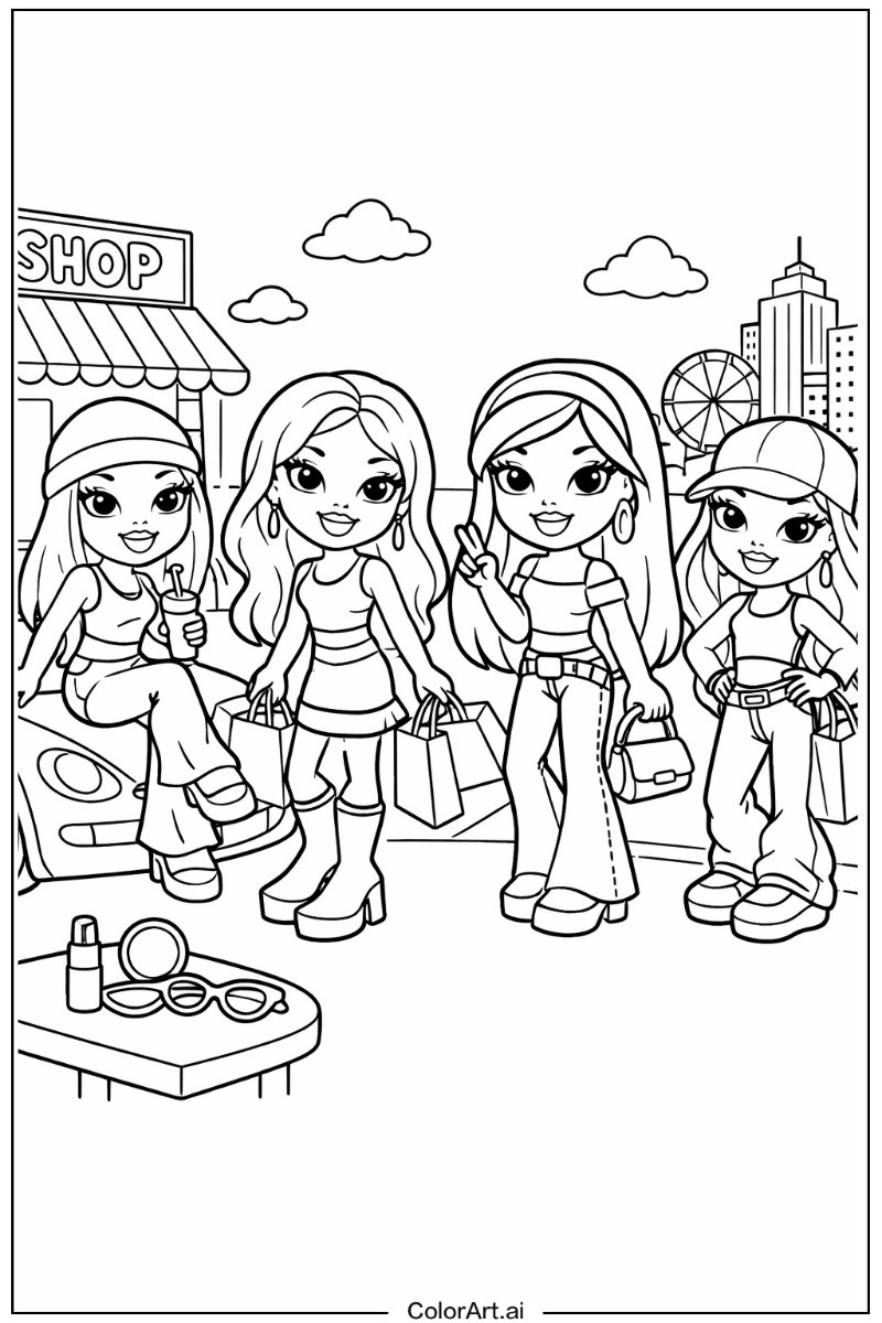Bratz with Cute cartoon characters Theme