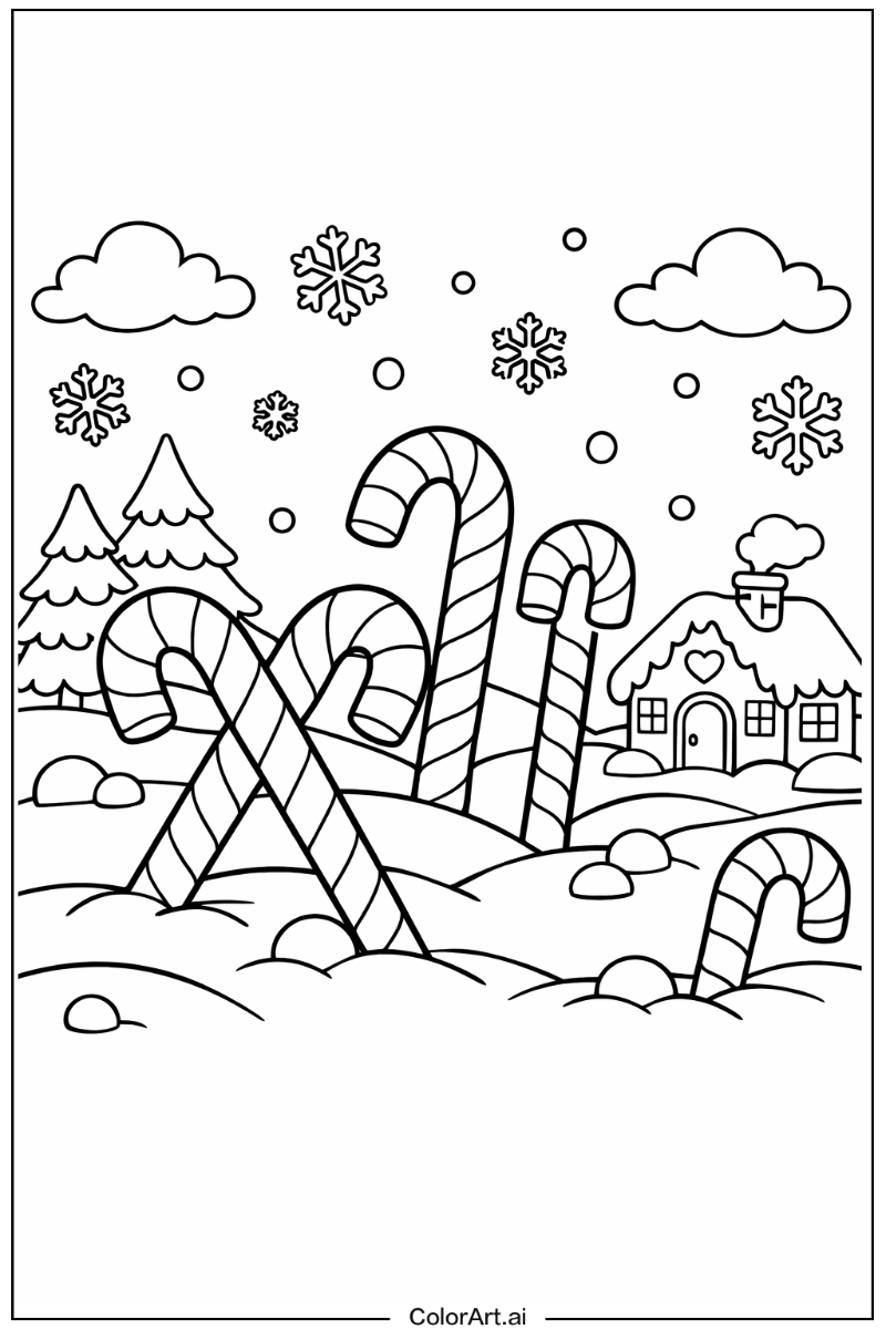 Candy cane snow scene Candy cane Design