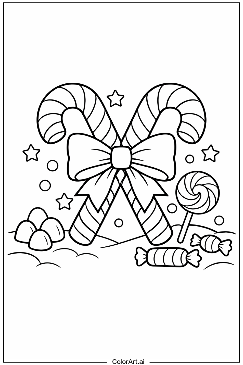 Candy cane with Candy cane bow Theme 2