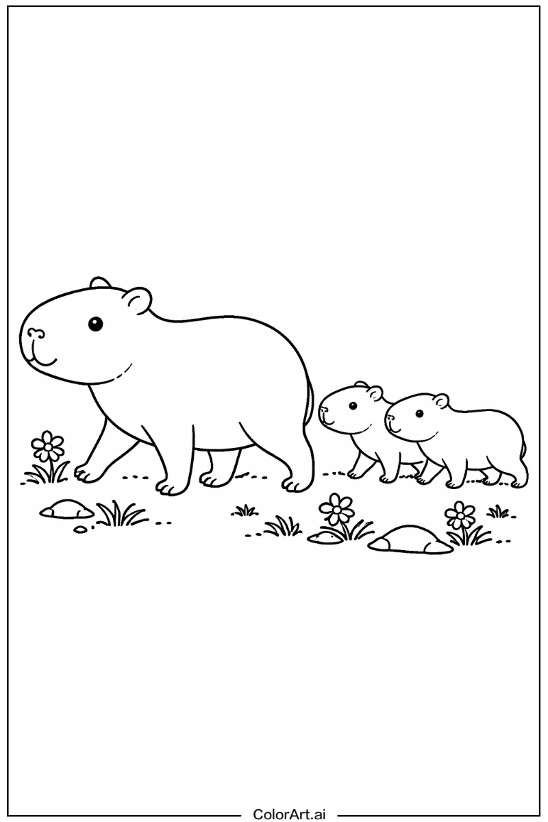 Capybara walking Capybara Scene