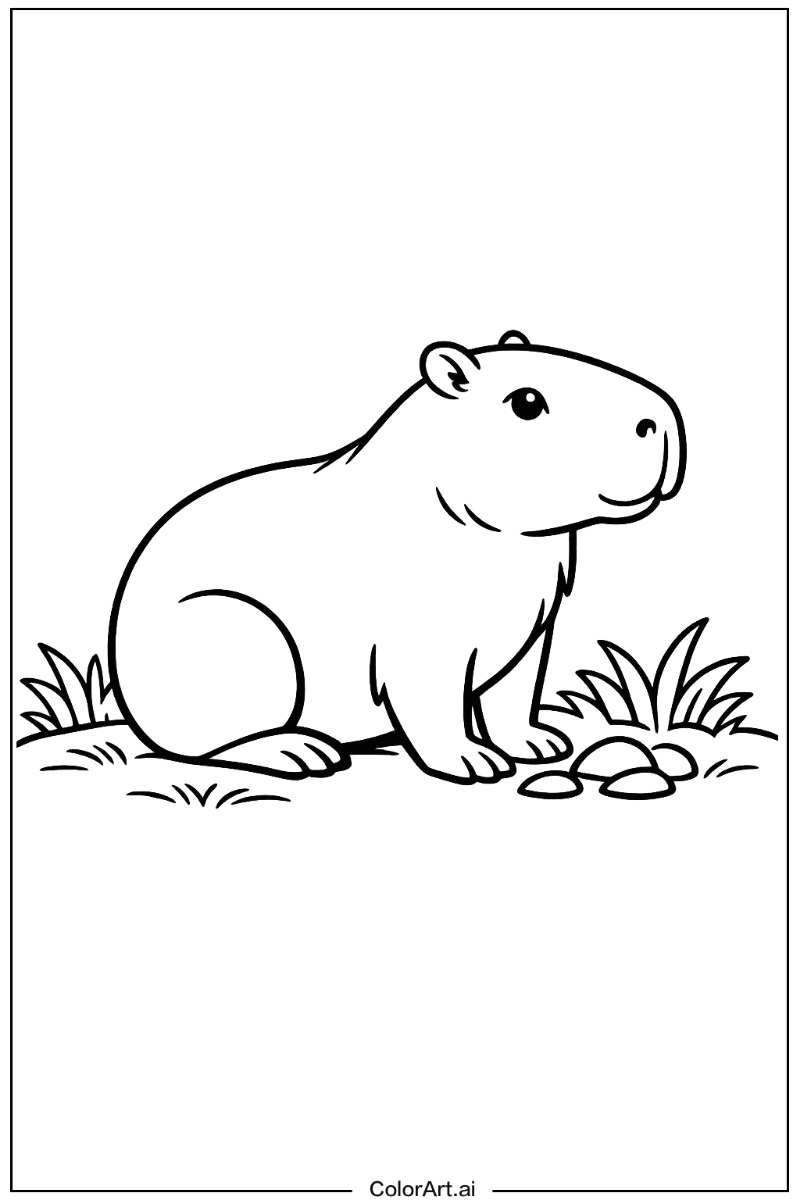 Capybara on grass Capybara Design