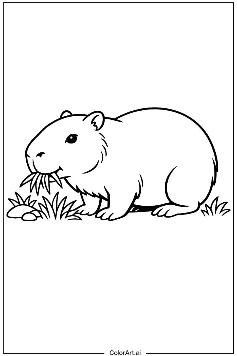 Capybara eating grass Capybara Scene