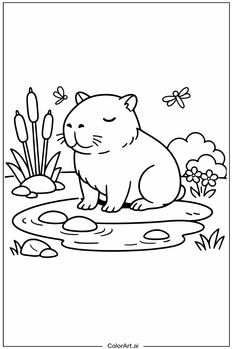 Calm capybara Capybara Scene