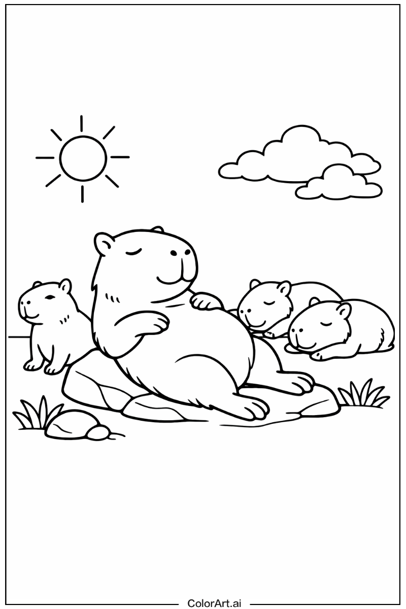 Capybara with Capybara sunbathing Theme