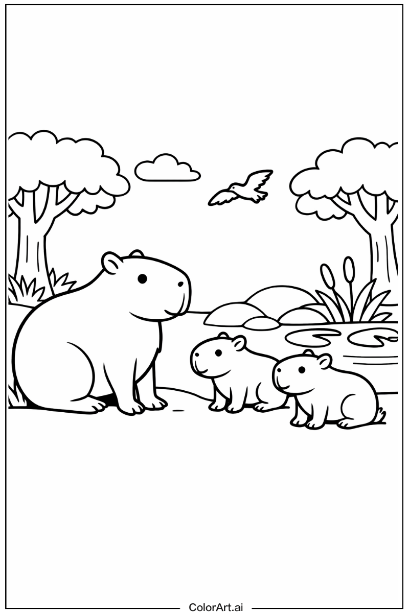 Capybara with Capybara forest scene Theme