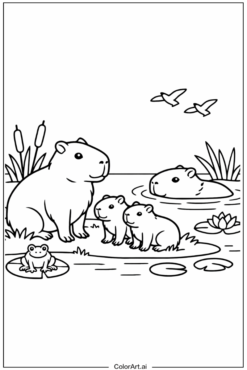 Capybara wetland scene Capybara Design