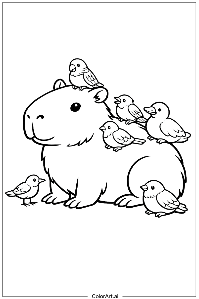 Capybara with Capybara with birds Theme