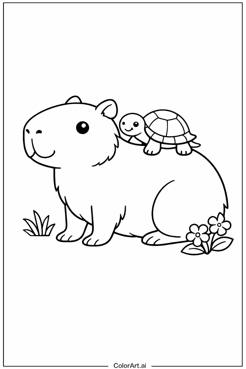 Capybara with turtle Capybara Scene