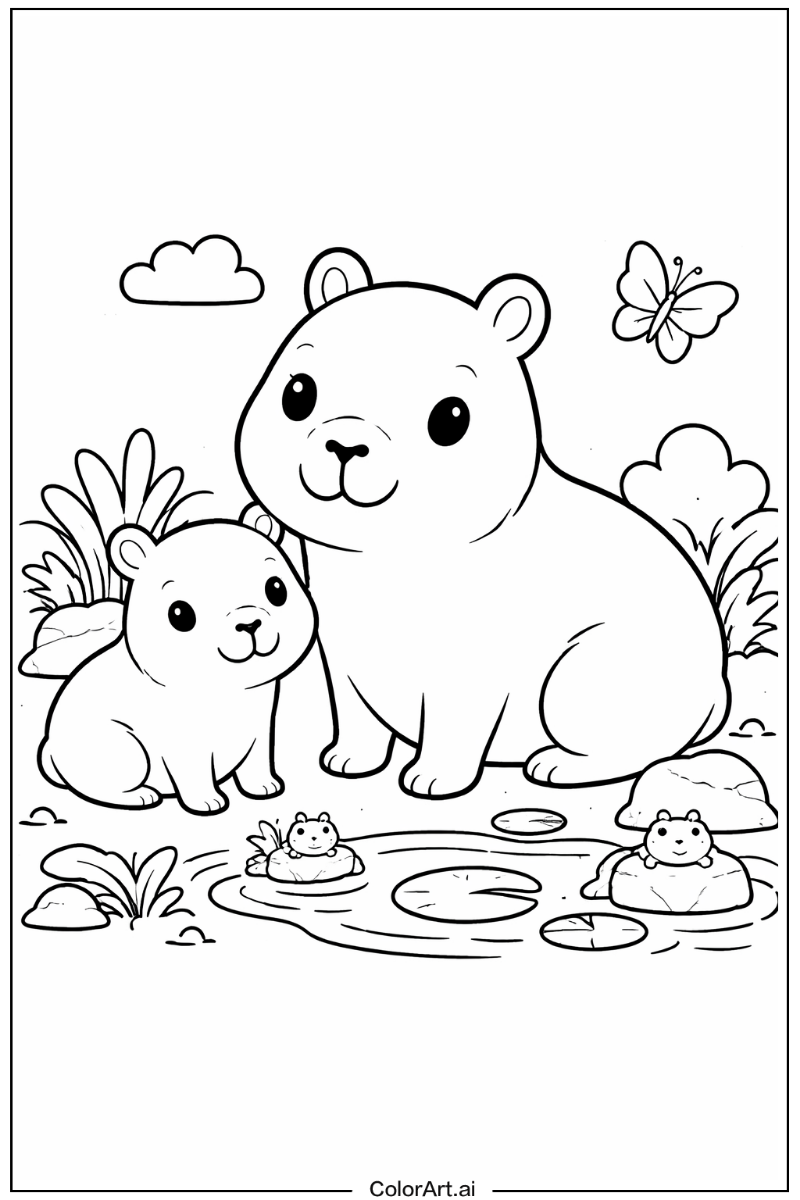 Capybara with Cartoon capybara Theme