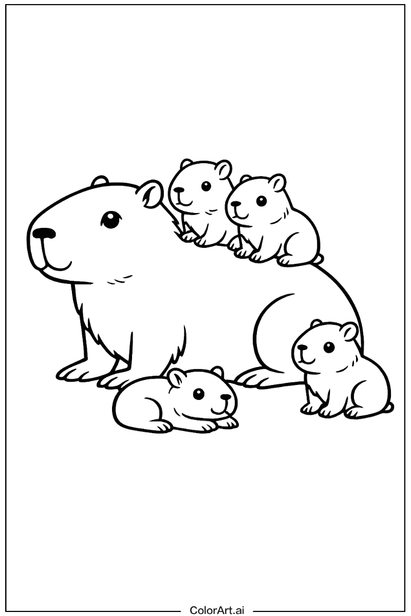 Capybara with Capybara with babies Theme 2
