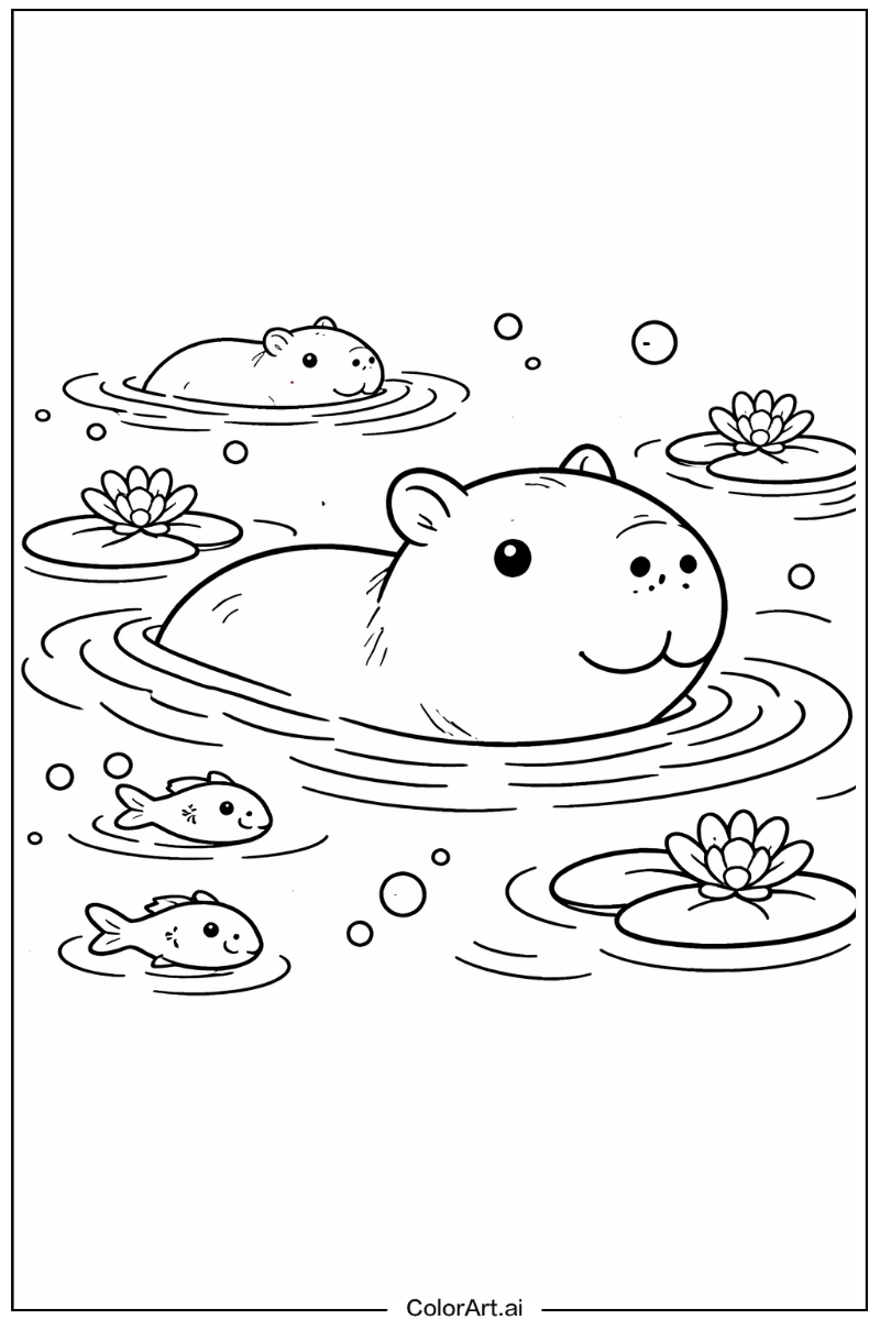Capybara swimming Capybara Design 2