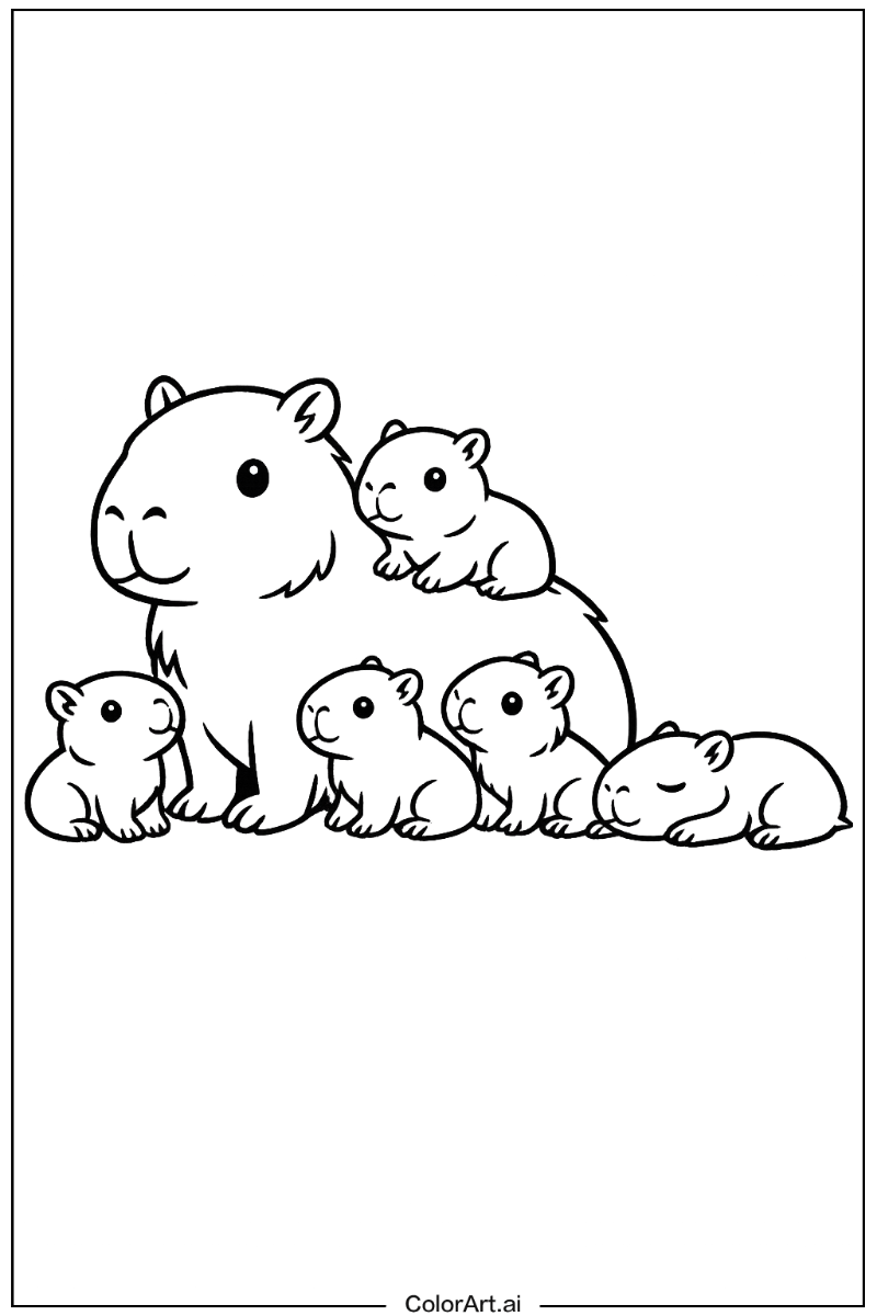 Capybara with Capybara with babies Theme