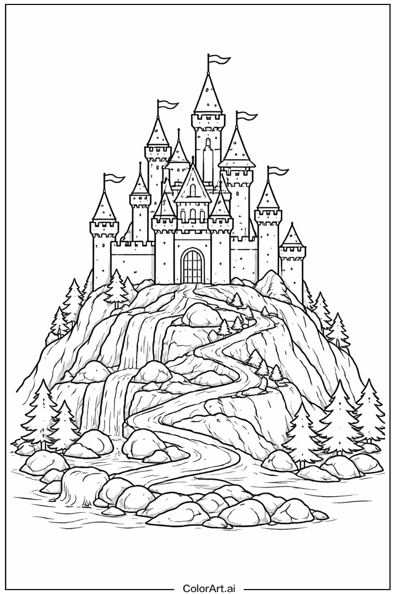 Mountain castle Castle Scene