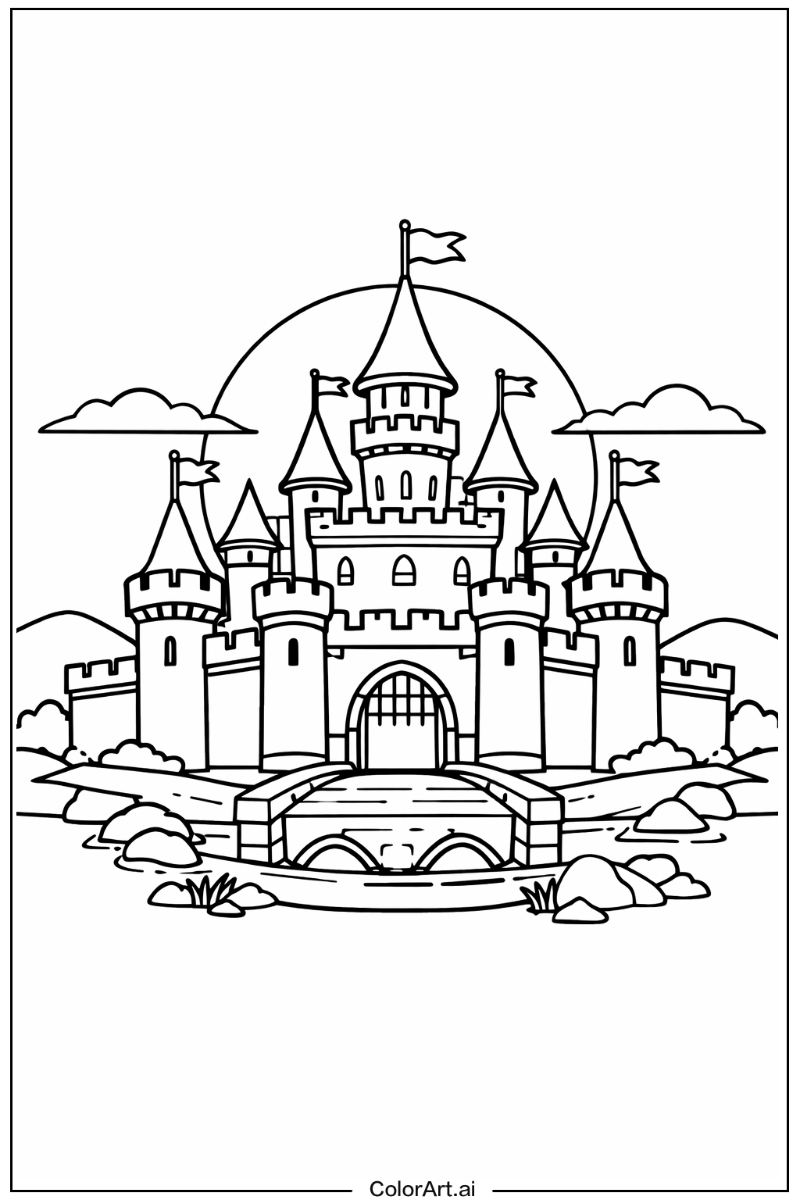 Castle sunset scene Castle Scene