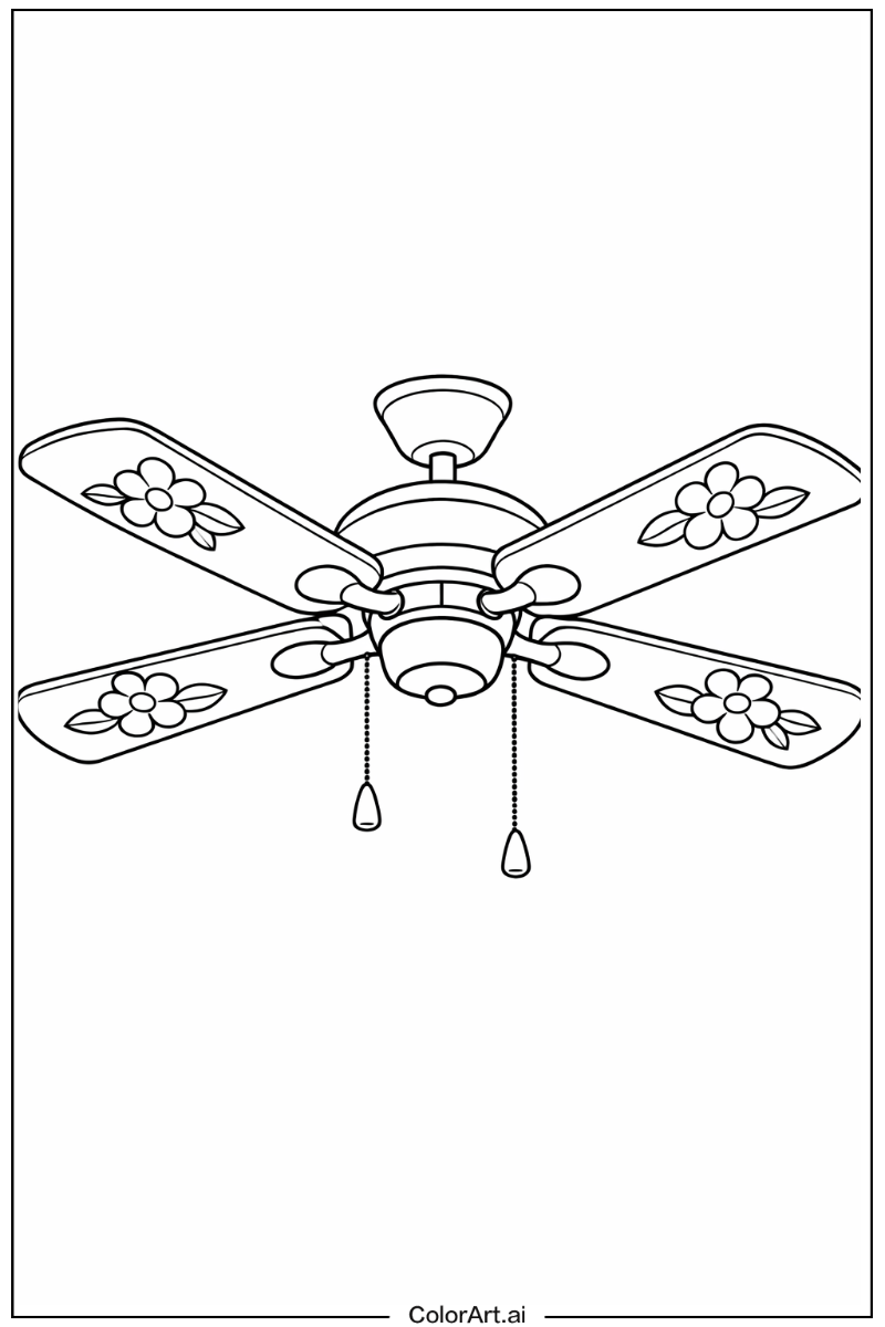 ceiling fan with Flowers 3