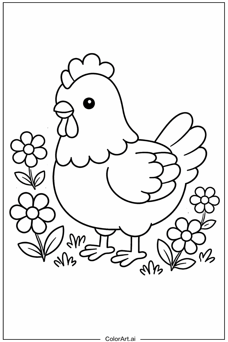 Chicken with Flowers 4