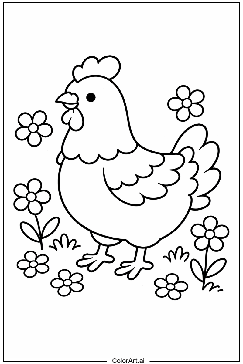 Chicken with Flowers 5