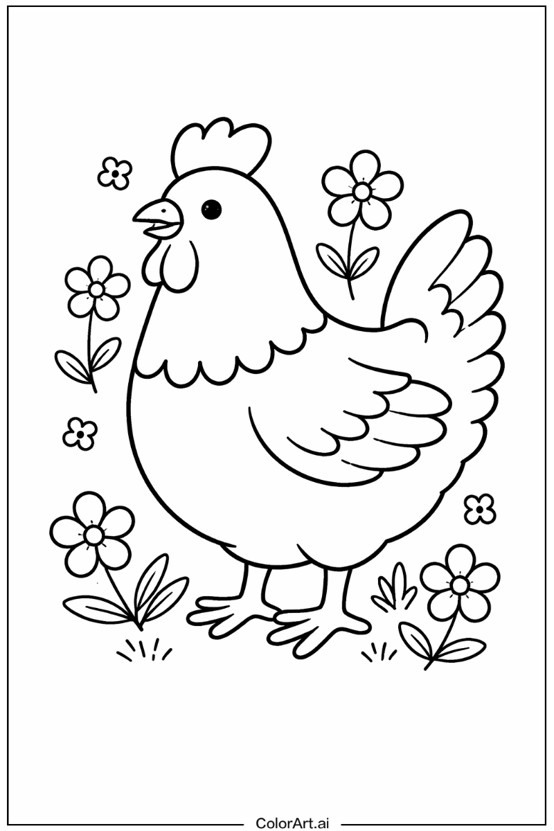 Chicken with Flowers 1