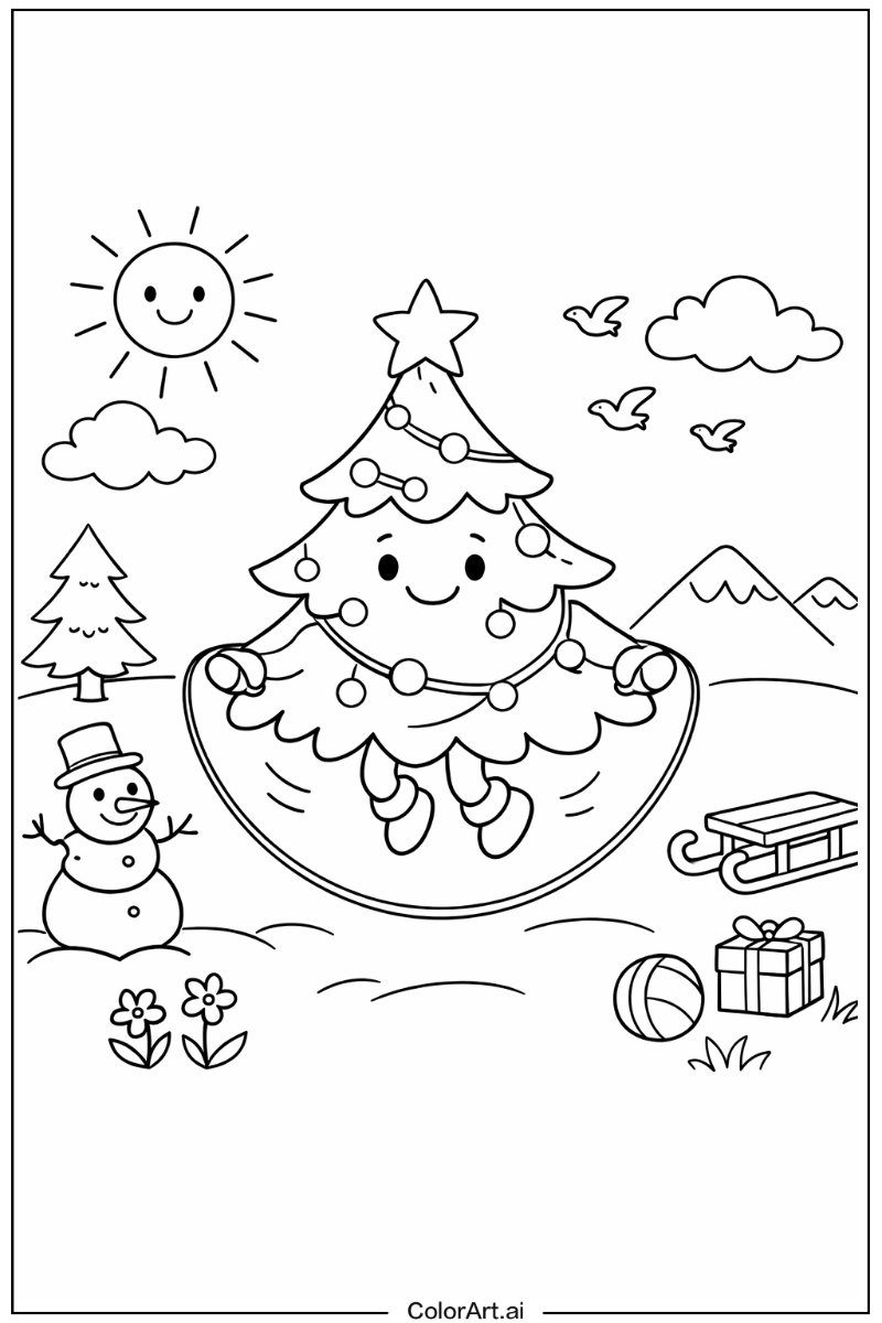 Chirstmas tree Playing Outside