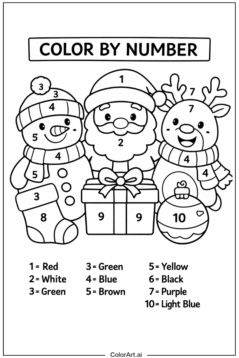 Smiling color by number christmas 2