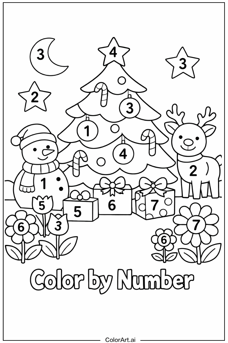 color by number christmas in a Garden 3