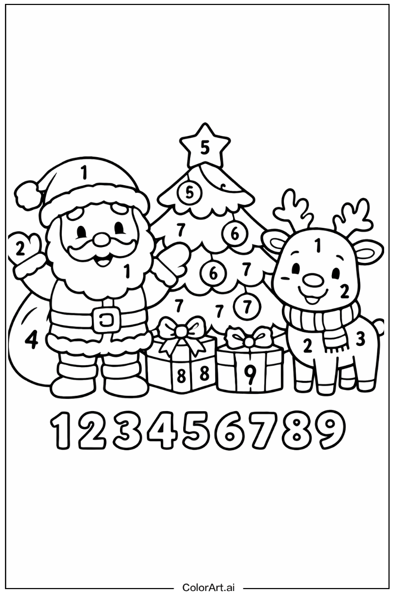 Happy color by number christmas 1