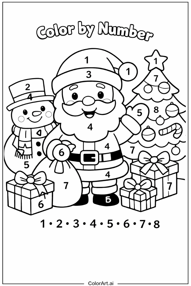 Happy color by number christmas 3