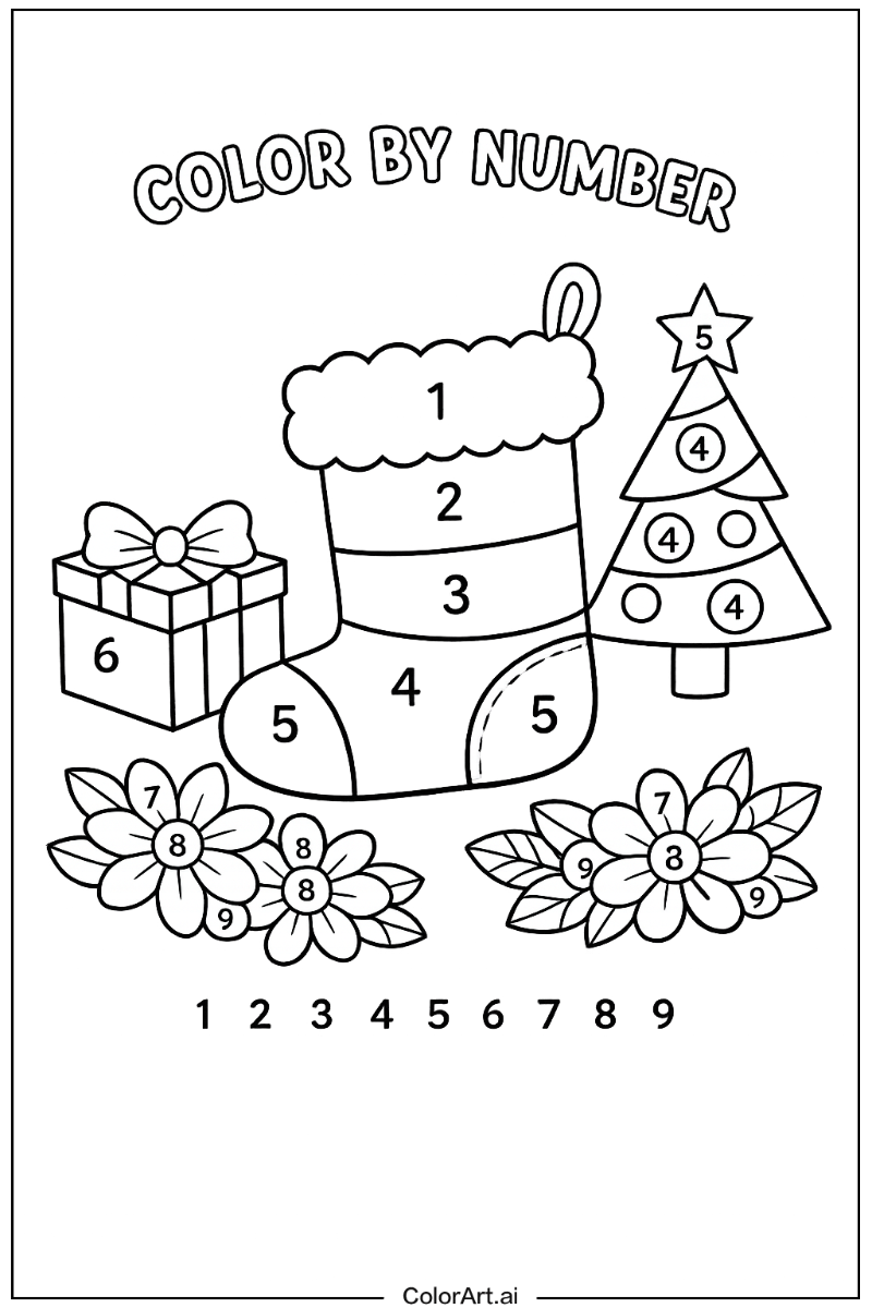 color by number christmas with Flowers 3