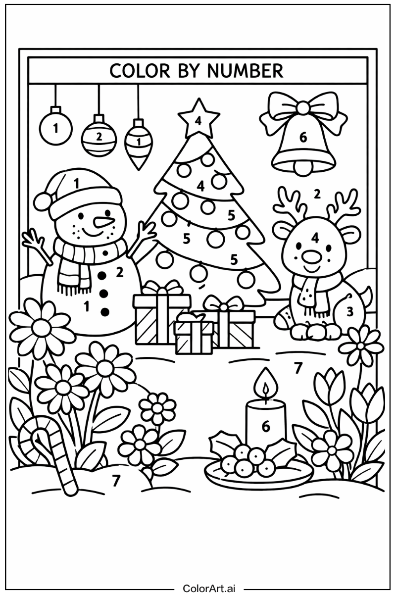 color by number christmas in a Garden 5