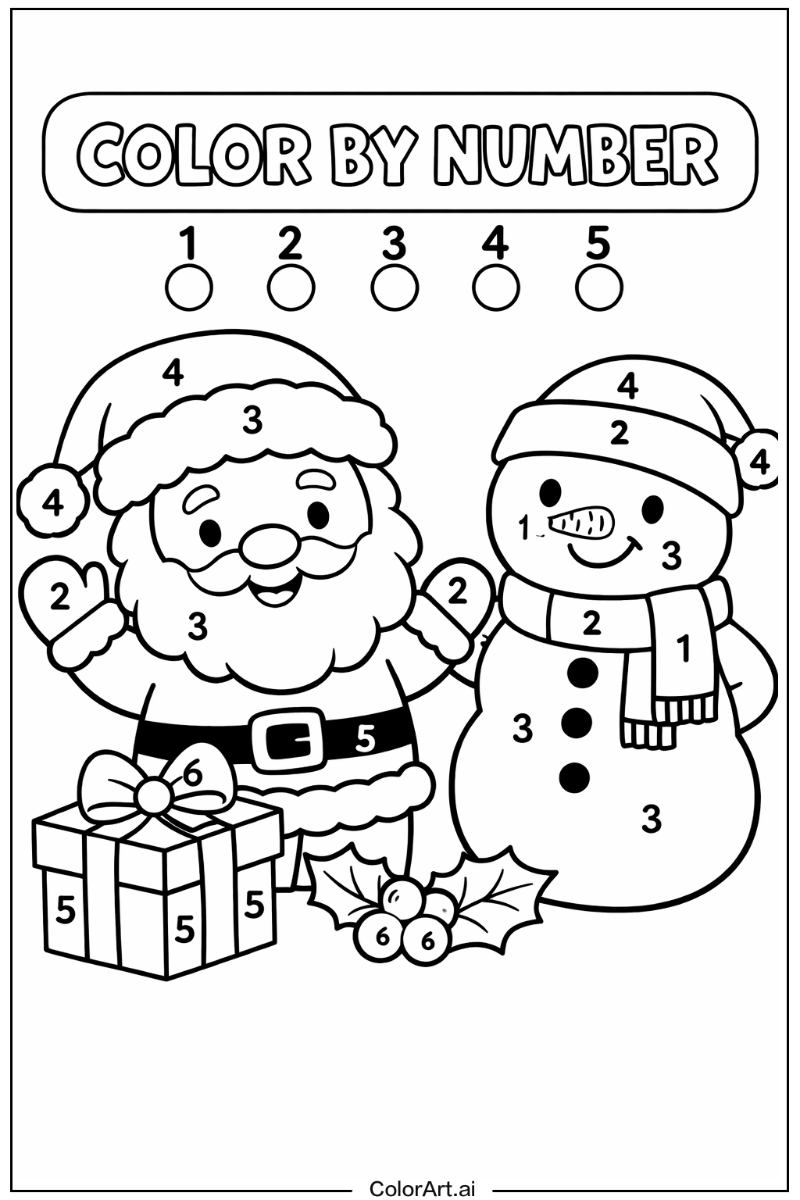 Happy color by number christmas 5