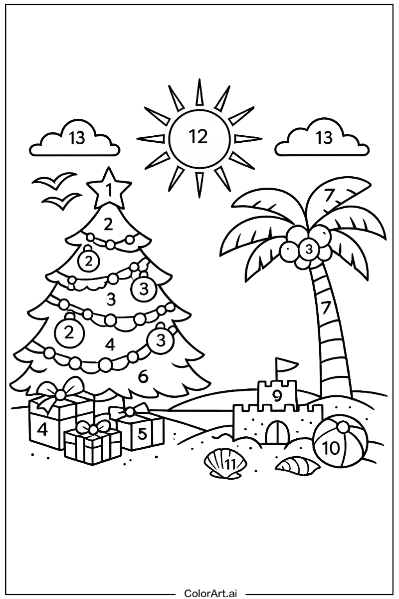 color by number christmas Under the Sun 5