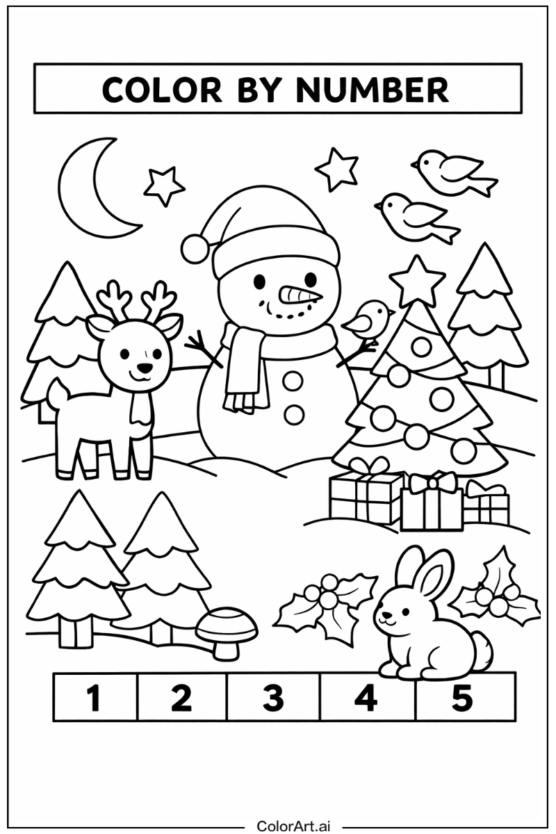 color by number christmas in Nature 5