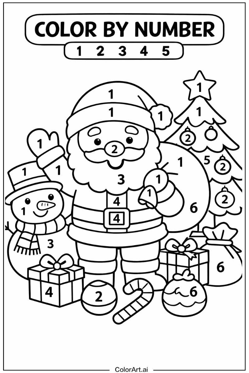 Smiling color by number christmas 5