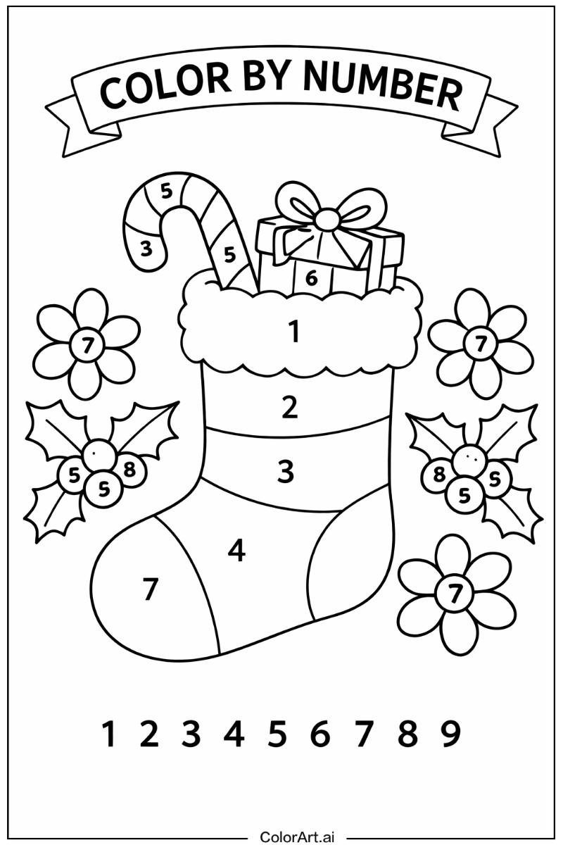 color by number christmas with Flowers 5