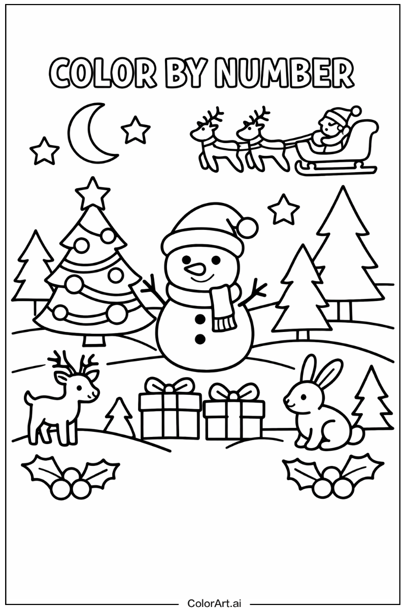 color by number christmas in Nature 1