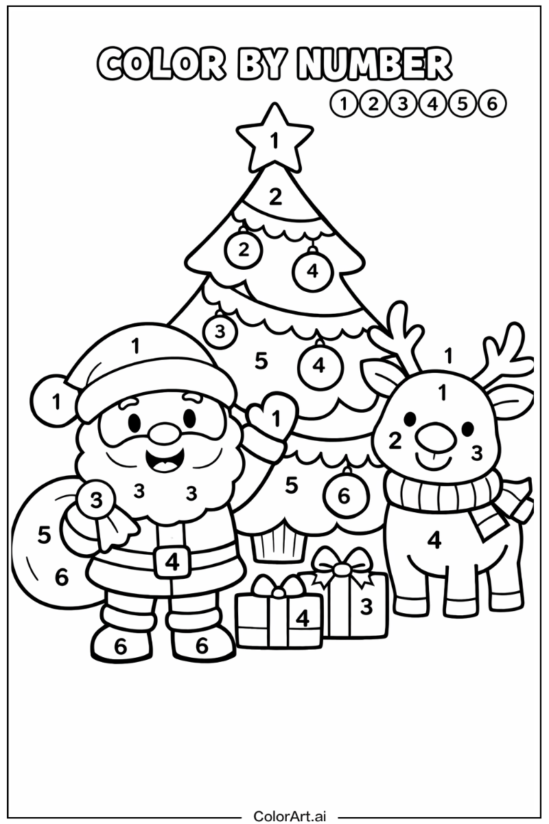 Smiling color by number christmas 1