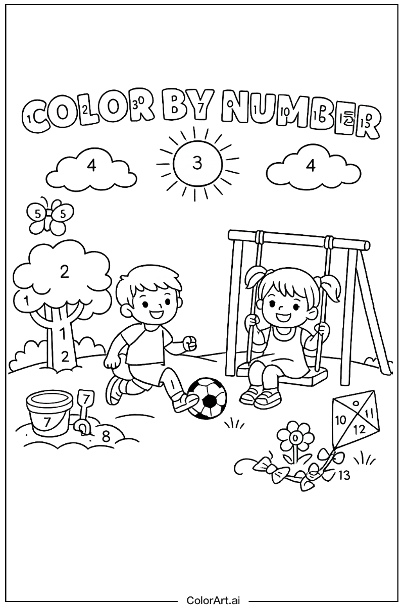 Color by number Playing Outside 2