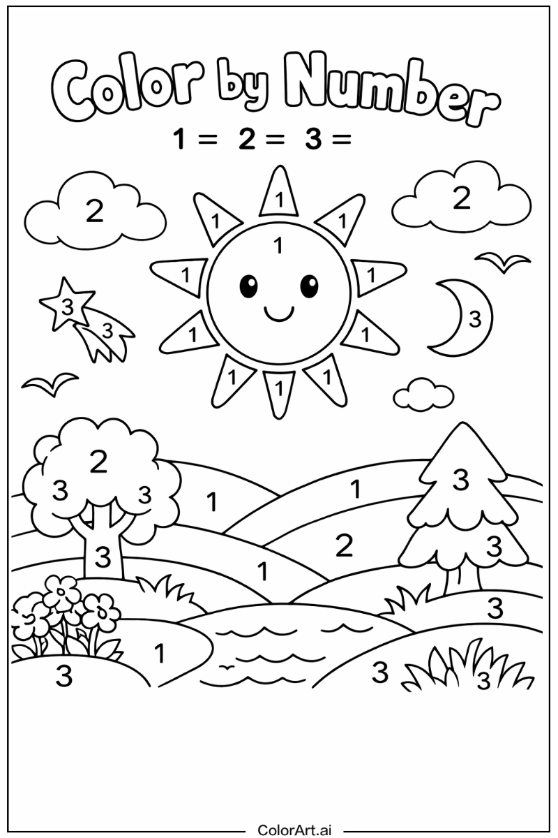 Color by number Under the Sun 3