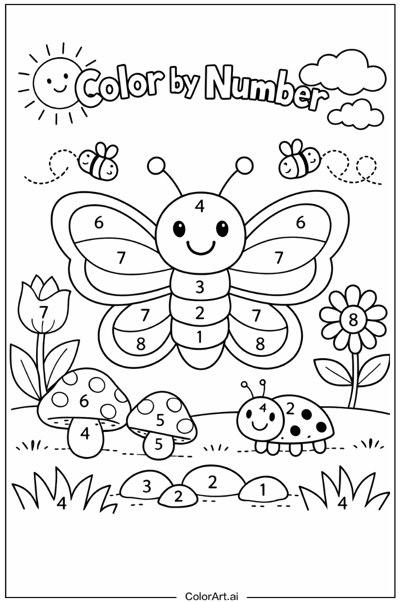 Smiling Color by number 3