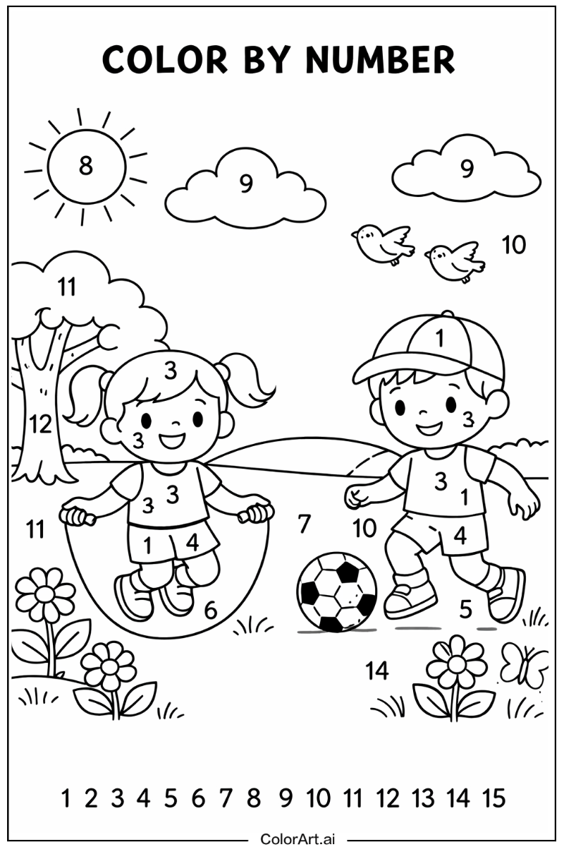 Color by number Playing Outside 4