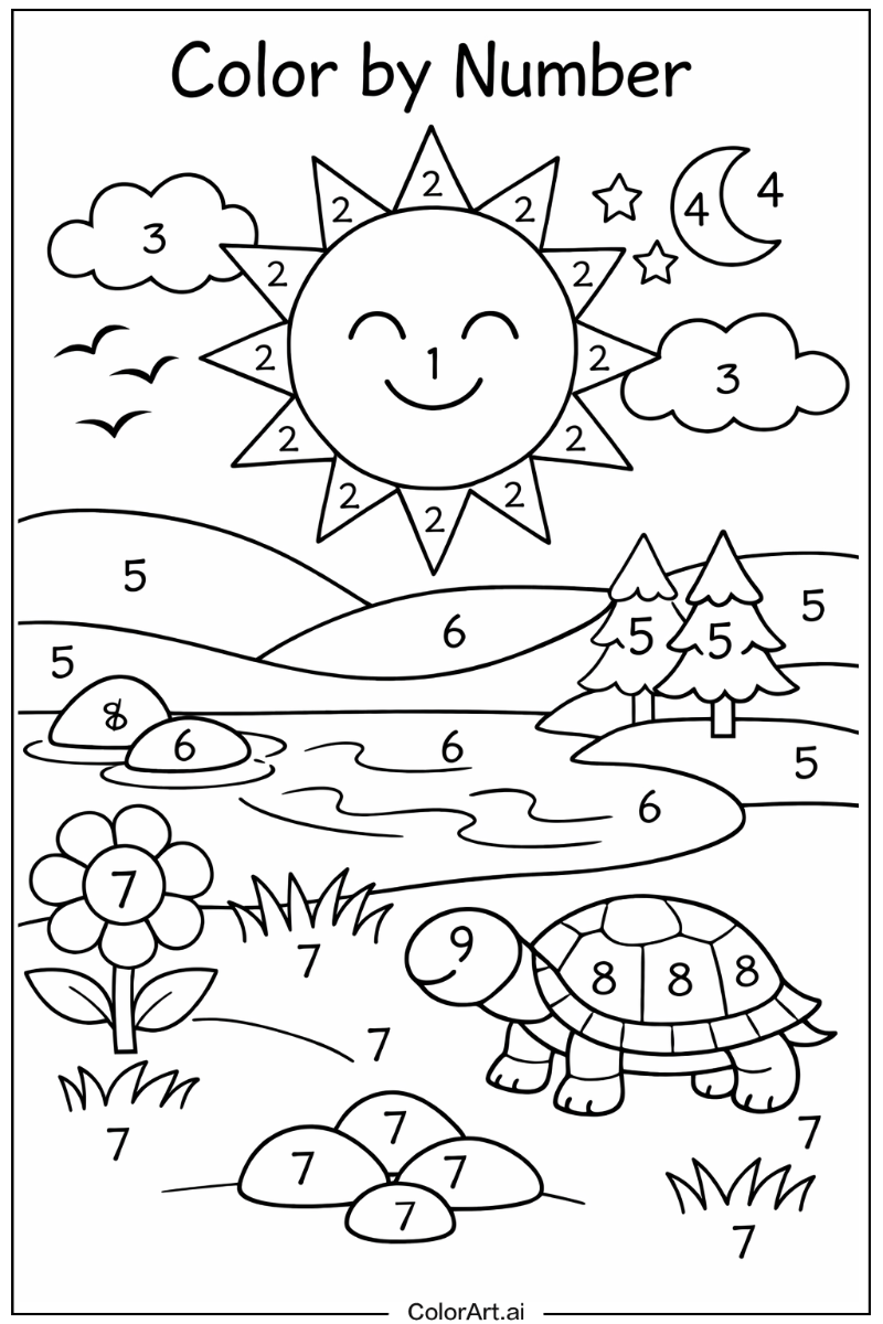 Color by number Under the Sun 4