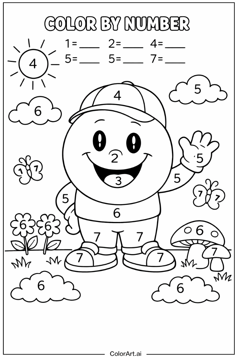 Smiling Color by number 4