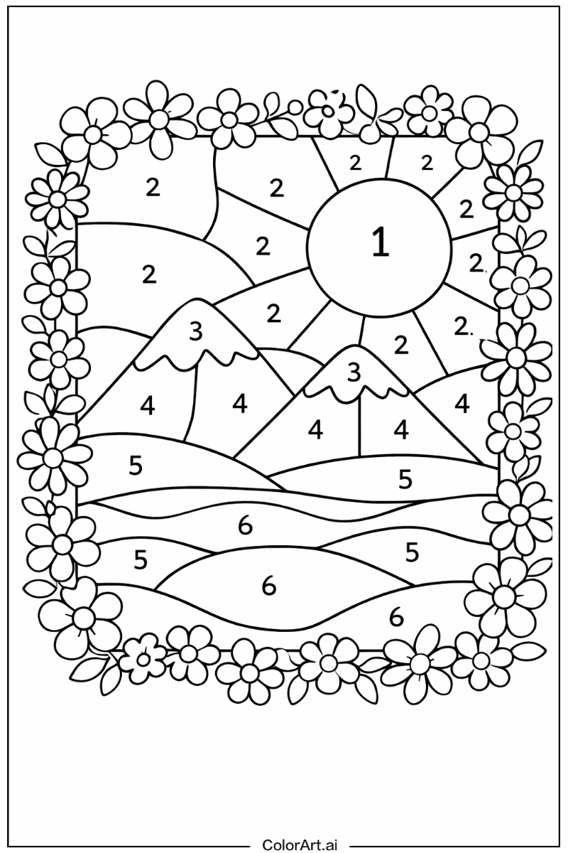 Color by number with Flowers 4