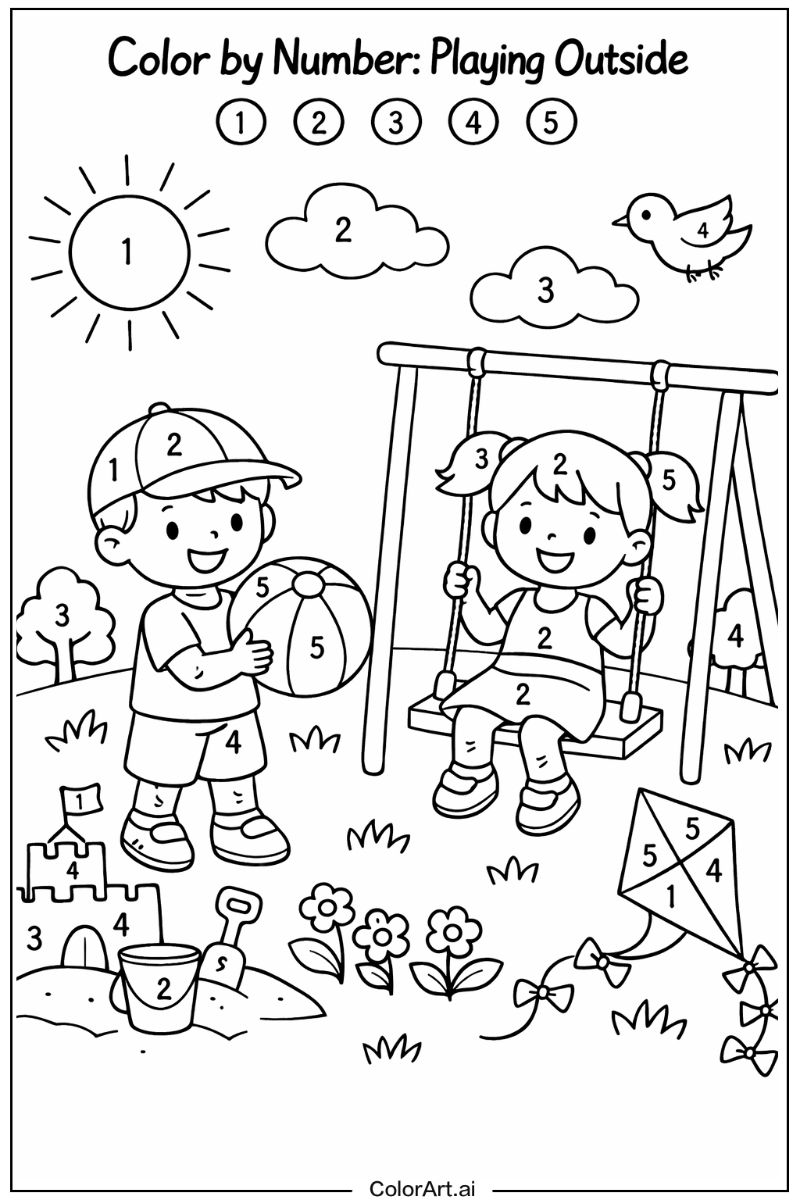 Color by number Playing Outside 5