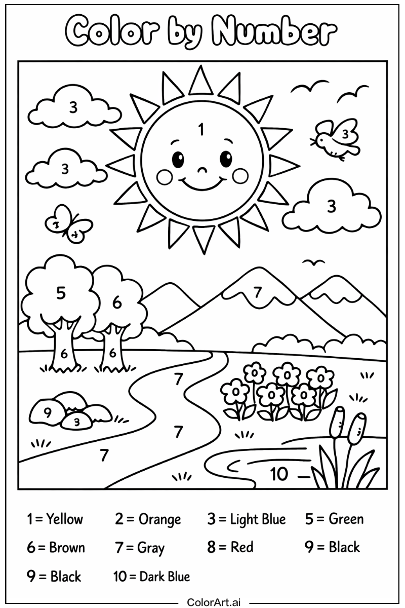 Color by number Under the Sun 5