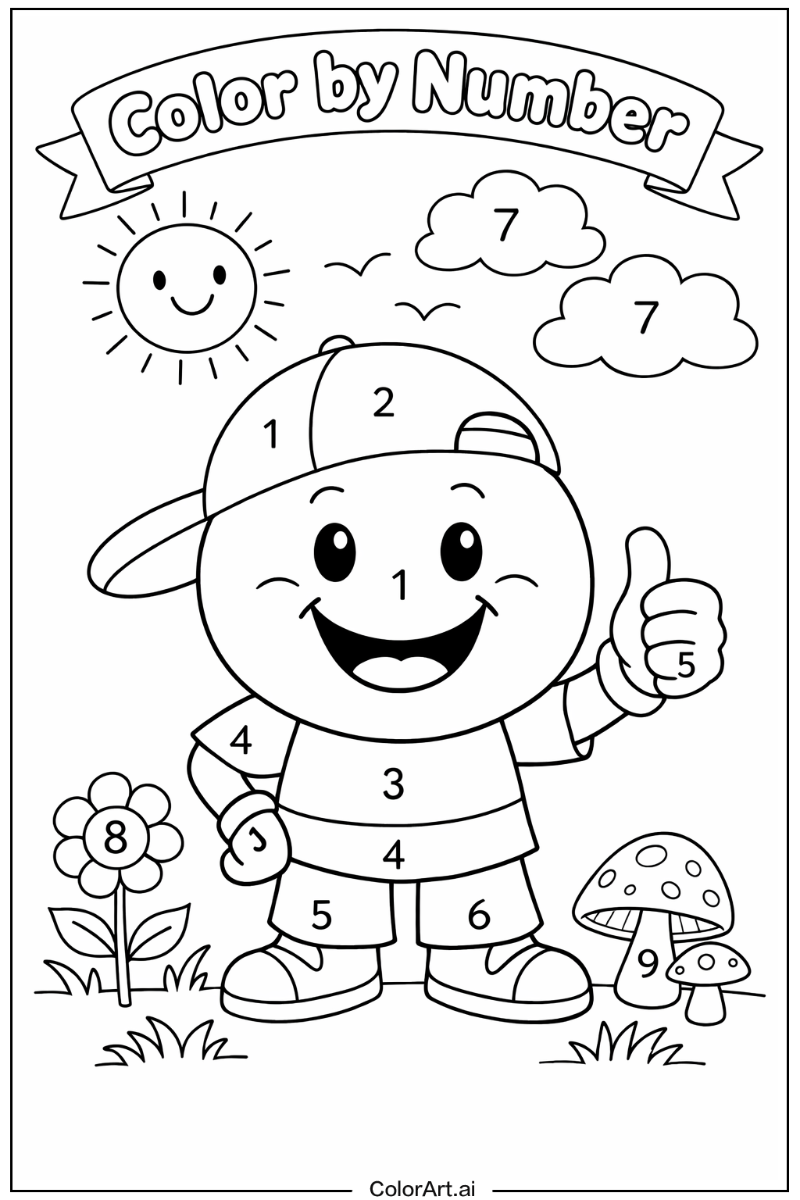 Smiling Color by number 5