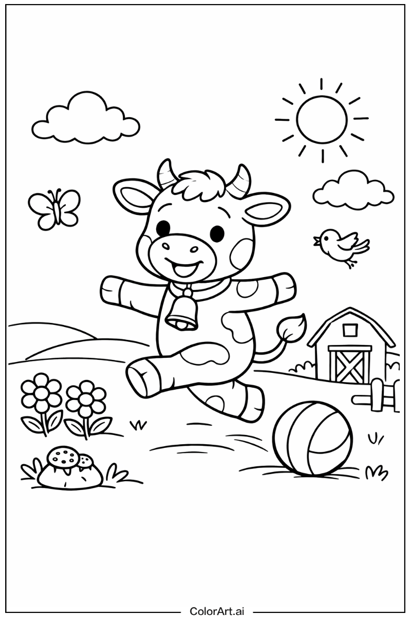 Cow Playing Outside 2