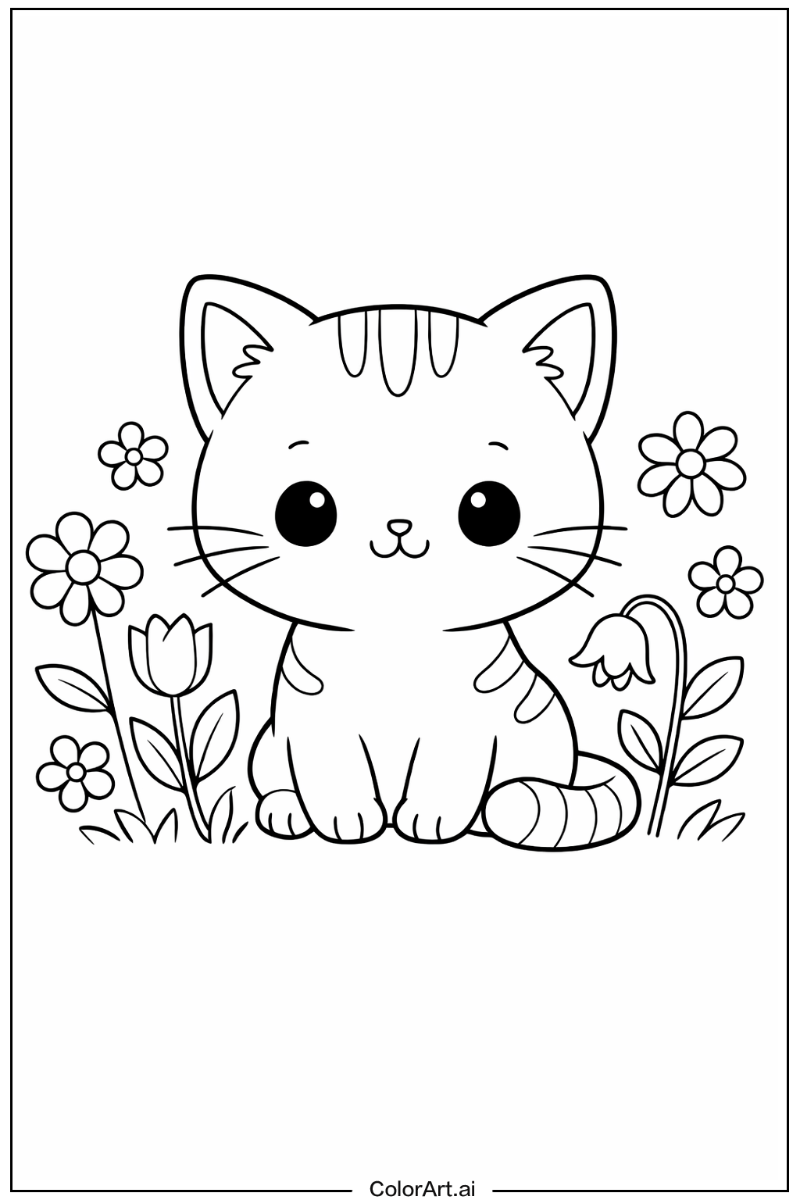 cute cat with Flowers 2