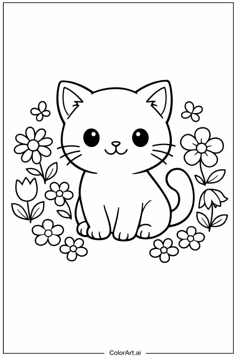 cute cat with Flowers 3