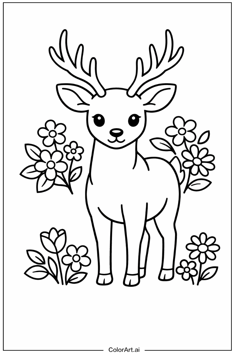 deer with Flowers 1